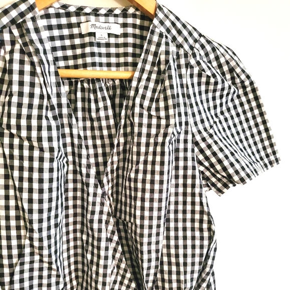 Madewell Short-Sleeve Wrap Top Checkered Gingham - Picture 4 of 6